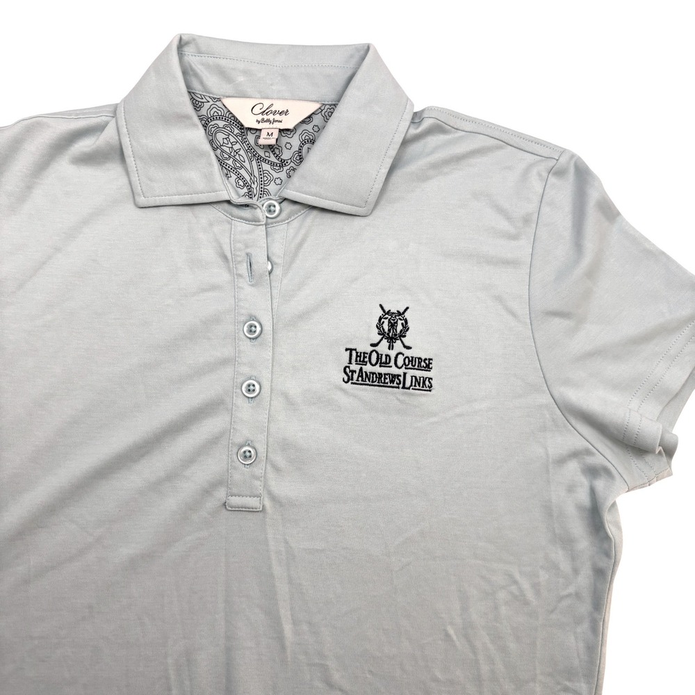 Clover by Bobby Jones St Andrews Links Golf Polo Shirt Blue Woens Medium
